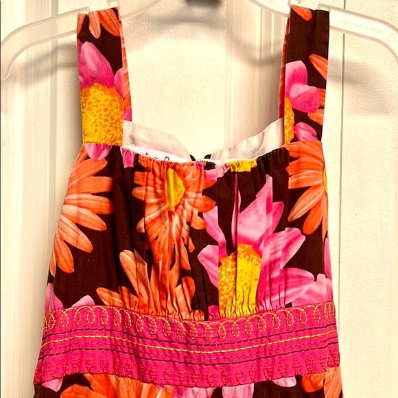 Jessica Ann Sun Flower Floral Print Wide Strap Cotton Sun Dress Child Size 7 - Picture 2 of 6